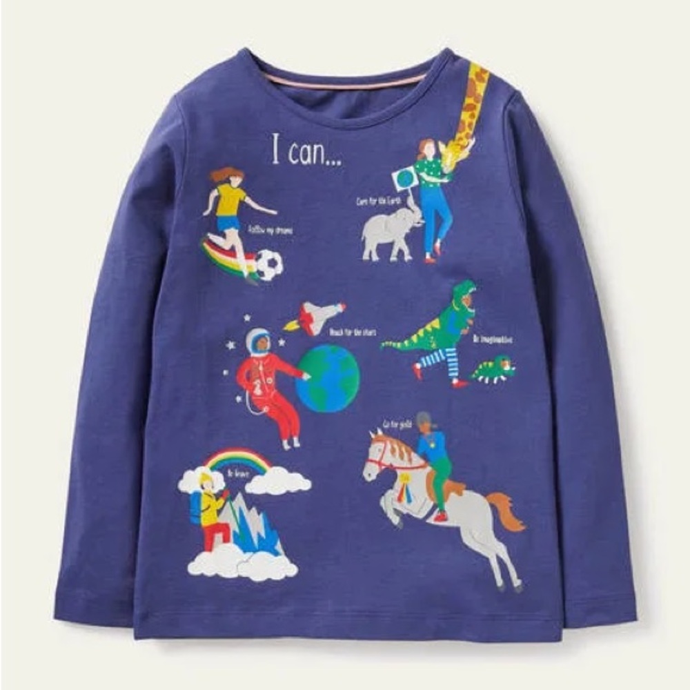 NWT Mini Boden Girls Starboard Blue When I Grow Up Top - Picture 2 of 6